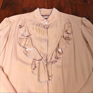 United Bamboo Peachy Silk Ruffle Collar Puff Sleeve Blouse